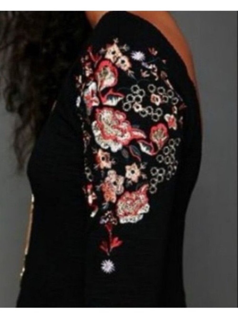 Free People Floral Embroidered Black Fit & Flare Mini Dress S| Indie Sleaze Boho - Picture 3 of 16